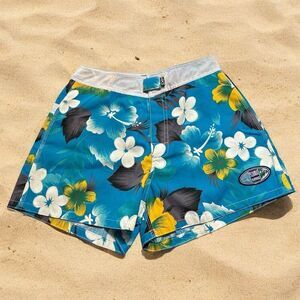 Island X Hawaii Women's Size 3 Blue Tropical Floral Board Shorts Surf Swim